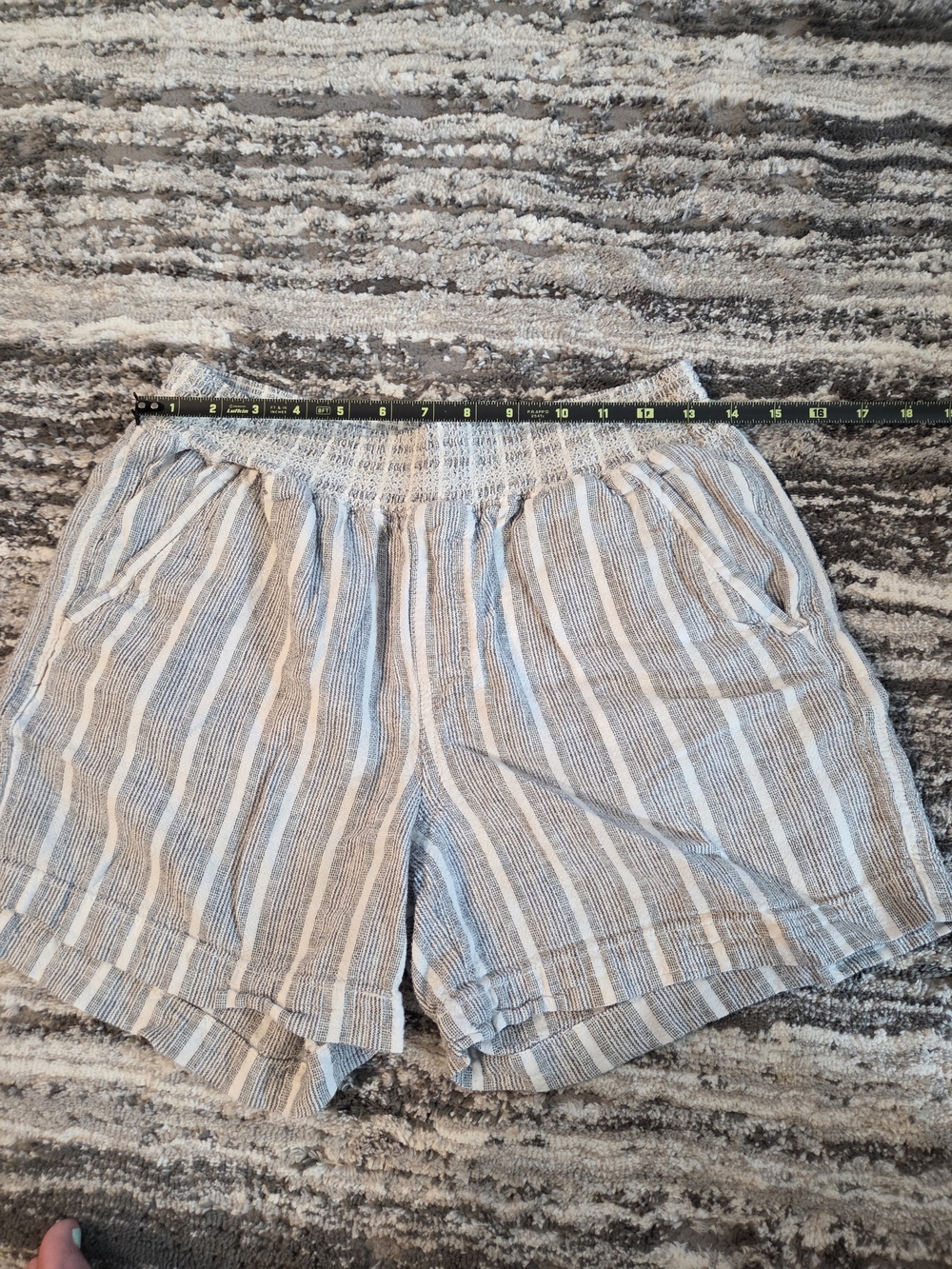 Briggs New York Striped Elastic-Waist Shorts - Blue & White